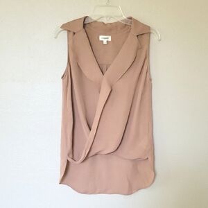 L'AGENCE Blush Nude Faux Wrap Silk Sleeveless Blouse